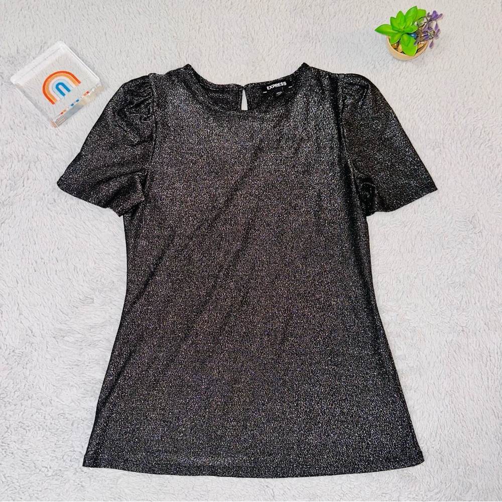 Express metallic sparkle top